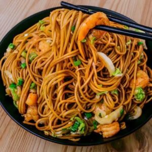 Nouilles sautées aux crevettes